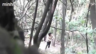 Asian Daddy Fucks A Whore In The Woods