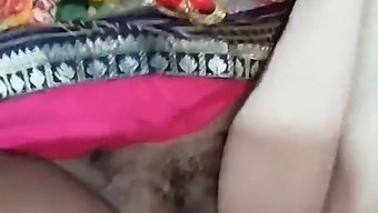 Indian Wife Urinates Outdoors In The Countryside